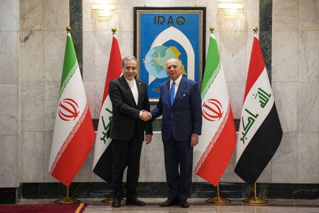 Iranian Foreign Minister Abbas Araghchi in Iraq BAGHDAD, IRAQ - JUNE 28: Iranian Foreign Minister Abbas Araghchi (L) meets with Iraqi Foreign Minister Fuad Hussein (R) at the Ministry of Foreign Affairs in Baghdad, Iraq, on June 28, 2026. The two ministers discussed bilateral relations and regional developments during their meeting. Murtadha Al-Sudani Anadolu Baghdad Iraq. Editorial use only. Please get in touch for any other usage.  Copyright: x2026xAnadoluxMurtadhaxAl-Sudanix