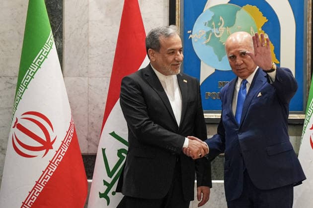 Iranian Foreign Minister Abbas Araghchi in Iraq BAGHDAD, IRAQ - JUNE 28: Iranian Foreign Minister Abbas Araghchi (L) meets with Iraqi Foreign Minister Fuad Hussein (R) at the Ministry of Foreign Affairs in Baghdad, Iraq, on June 28, 2026. The two ministers discussed bilateral relations and regional developments during their meeting. Murtadha Al-Sudani Anadolu Baghdad Iraq. Editorial use only. Please get in touch for any other usage.  Copyright: x2026xAnadoluxMurtadhaxAl-Sudanix