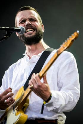 White Lies live at Tinderbox 2026 Odense, Denmark. 27th, June 2026. The English indie rock and post-punk band White Lies performs a live concert during the Danish music festival Tinderbox 2026 in Odense. Here singer and guitarist Harry McVeigh is seen live on stage. Denmark, Odense  Copyright: xGonzalesxPhoto LassexLagonix