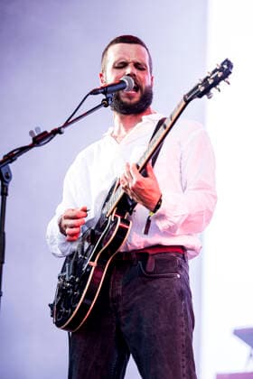 White Lies live at Tinderbox 2026 Odense, Denmark. 27th, June 2026. The English indie rock and post-punk band White Lies performs a live concert during the Danish music festival Tinderbox 2026 in Odense. Here singer and guitarist Harry McVeigh is seen live on stage. Denmark, Odense  Copyright: xGonzalesxPhoto LassexLagonix