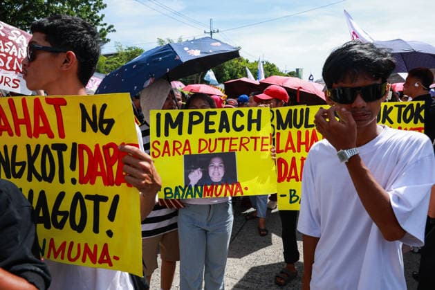 Anti-corruption rally in Philippines demands VP Sara Duterte s impeachment METRO MANILA, PHILIPPINES - JUNE 28: People take part in an anti-corruption rally a few days before the impeachment trial of Vice President Sara Duterte in Quezon City, Metro Manila, Philippines, on June 28, 2026. The rally is organized by interfaith groups, including Catholic and Muslim leaders, to demand better governance, electoral reforms, an end to corruption, and the successful impeachment of Vice President Sara Duterte, whose trial is scheduled to begin at the Senate on July 6. Daniel Ceng Anadolu Meto Manila Philippines. Editorial use only. Please get in touch for any other usage.  Copyright: x2026xAnadoluxDanielxCengx