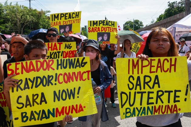 Anti-corruption rally in Philippines demands VP Sara Duterte s impeachment METRO MANILA, PHILIPPINES - JUNE 28: People take part in an anti-corruption rally a few days before the impeachment trial of Vice President Sara Duterte in Quezon City, Metro Manila, Philippines, on June 28, 2026. The rally is organized by interfaith groups, including Catholic and Muslim leaders, to demand better governance, electoral reforms, an end to corruption, and the successful impeachment of Vice President Sara Duterte, whose trial is scheduled to begin at the Senate on July 6. Daniel Ceng Anadolu Meto Manila Philippines. Editorial use only. Please get in touch for any other usage.  Copyright: x2026xAnadoluxDanielxCengx
