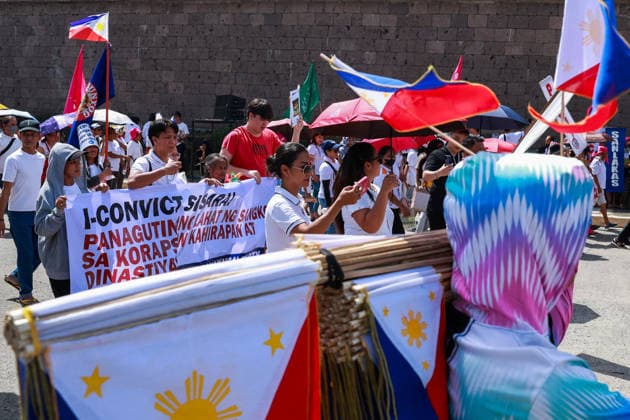 Anti-corruption rally in Philippines demands VP Sara Duterte s impeachment METRO MANILA, PHILIPPINES - JUNE 28: People take part in an anti-corruption rally a few days before the impeachment trial of Vice President Sara Duterte in Quezon City, Metro Manila, Philippines, on June 28, 2026. The rally is organized by interfaith groups, including Catholic and Muslim leaders, to demand better governance, electoral reforms, an end to corruption, and the successful impeachment of Vice President Sara Duterte, whose trial is scheduled to begin at the Senate on July 6. Daniel Ceng Anadolu Meto Manila Philippines. Editorial use only. Please get in touch for any other usage.  Copyright: x2026xAnadoluxDanielxCengx