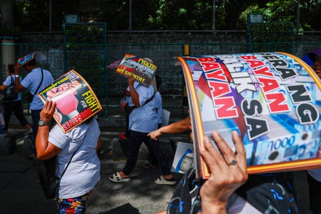 Anti-corruption rally in Philippines demands VP Sara Duterte s impeachment METRO MANILA, PHILIPPINES - JUNE 28: People, some holding placards reading Fight Corruption, take part in an anti-corruption rally a few days before the impeachment trial of Vice President Sara Duterte in Quezon City, Metro Manila, Philippines, on June 28, 2026. Organized by interfaith groups, including Muslim, Catholic and other Christian leaders, the rally called for better governance, electoral reforms, an end to corruption, and the impeachment of Vice President Sara Duterte, whose trial is scheduled to begin at the Senate on July 6. Daniel Ceng Anadolu Meto Manila Philippines. Editorial use only. Please get in touch for any other usage.  Copyright: x2026xAnadoluxDanielxCengx