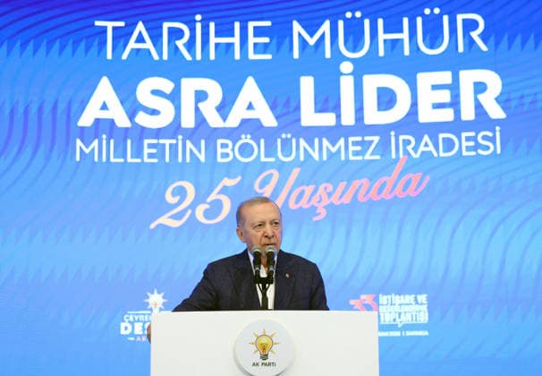 AK Party s 33rd Consultation and Evaluation Meeting in Sakarya SAKARYA, TURKIYE - JUNE 28: (----EDITORIAL USE ONLY - MANDATORY CREDIT - TURKISH PRESIDENCY MURAT CETINMUHURDAR HANDOUT - NO MARKETING NO ADVERTISING CAMPAIGNS - DISTRIBUTED AS A SERVICE TO CLIENTS----) Turkish President and AK Party Chairman Recep Tayyip Erdogan delivers a speech during the closing program of the 33rd Consultation and Evaluation Meeting of the Justice and Development (AK) Party in Sapanca district of Sakarya, Turkiye, on June 28, 2026. Turkish Presidency Mustafa Kamaci Anadolu Sakarya Turkey. Editorial use only. Please get in touch for any other usage.  Copyright: x2026xAnadoluxTurkishxPresidency MustafaxKamacix