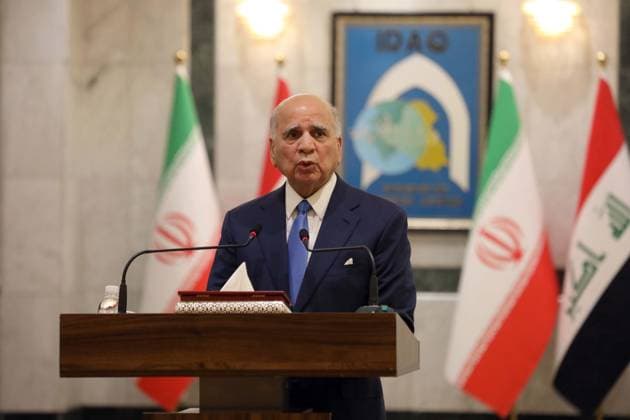 (260628) -- BAGHDAD, June 28, 2026 -- Iraqi Foreign Minister Fuad Hussein speaks during a joint press conference in Baghdad, Iraq, on June 28, 2026. Iraqi Foreign Minister Fuad Hussein met his visiting Iranian counterpart Seyed Abbas Araghchi here on Sunday to discuss bilateral ties and regional security. ) IRAQ-BAGHDAD-IRAN-FM-VISIT KhalilxDawood 