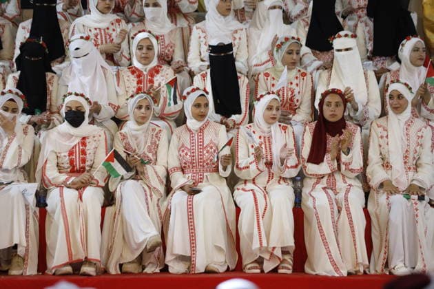150 Palestinian couples tie the knot in mass wedding at Jabalia Camp GAZA, PALESTINE - JUNE 28: Newlyweds celebrate as 150 Palestinian couples tie the knot in a mass wedding ceremony organized by a charity organization at the Jabalia Refugee Camp in the northern Gaza Strip, Gaza, Palestine on June 28, 2026. Ahmed Jihad Ibrahim Al-arini Anadolu Gaza City Gaza. Editorial use only. Please get in touch for any other usage.  Copyright: x2026xAnadoluxAhmedxJihadxIbrahimxAl-arinix
