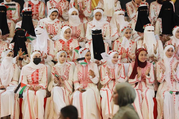 Mass Wedding Ceremony Brings Together 150 Couples in Northern Gaza Palestinian brides and grooms take part in a mass wedding ceremony in Jabalia, northern Gaza Strip, on June 28, 2026. The event was organized by the Ghouth Charitable Foundation as part of a social initiative to support the marriage of 150 couples from northern Gaza, months after the area suffered extensive destruction during the war. Photo by Bilal Osama apaimages Gaza city Gaza Strip Palestinian Territory 280626_Jabalia_BO_00(54) Copyright: xapaimagesxBilalxOsamax xapaimagesx