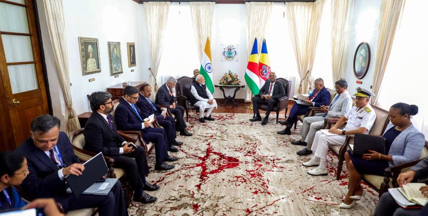 RECORD DATE NOT STATED Prime Minister Narendra Modi holds a meeting with Seychelles President Patrick Herminie Victoria Seychelles , Jun 28 (ANI): Prime Minister Narendra Modi holds a meeting with Seychelles President Patrick Herminie, in Victoria on Sunday. (Narendra Modi Photo Gallery ANI Photo) Victoria Seychelles Copyright: xANIx ANI_20260628053