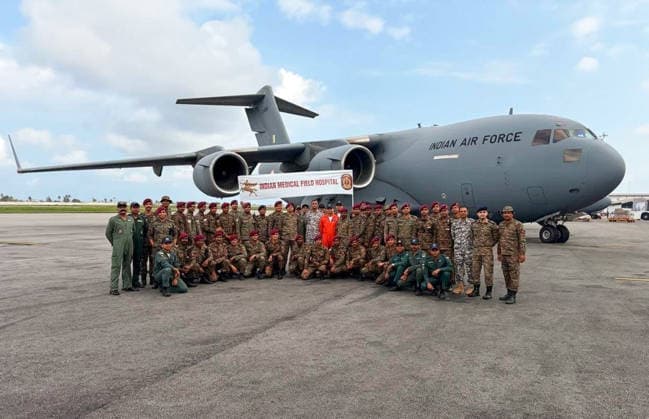 RECORD DATE NOT STATED Indian Airforce C17s transit through Abidjan enroute to Venezuela carrying 35 T of relief equipment, an Indian Army Field Hospital contingent and two BHISHM cubes to the earthquake-hit country Abidjan CÃ te d Ivoire , Jun 28 (ANI): Indian Airforce C17s transit through Abidjan enroute to Venezuela carrying 35 T of relief equipment, an Indian Army Field Hospital contingent and two BHISHM cubes to the earthquake-hit country, in Abidjan on Sunday. (@EOIIvoryCoast X ANI Photo) Abidjan CÃ te d Ivoire Copyright: xANIx ANI_20260628078