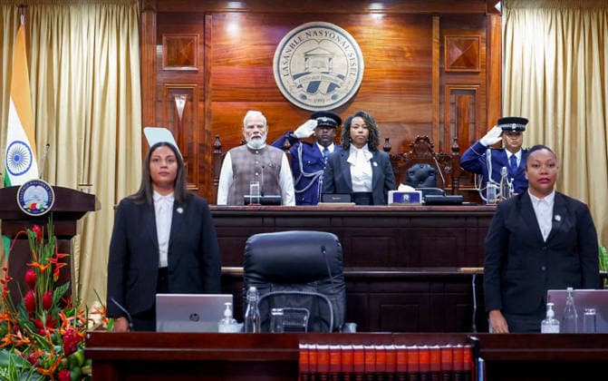 RECORD DATE NOT STATED Prime Minister Narendra Modi attends the National Assembly of Seychelles Victoria Seychelles , Jun 28 (ANI): Prime Minister Narendra Modi attends the National Assembly of Seychelles, in Victoria on Sunday. (@MEAIndia X ANI Photo) Victoria Seychelles Copyright: xANIx ANI_20260628265