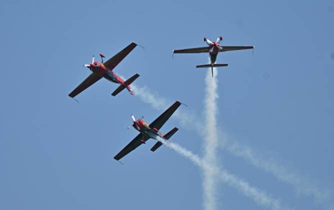 Belgian Air Force Days FLORENNES, BELGIUM - JUNE 28: Aircraft of The Victors formation display team perform a demonstration flight within the scope of the Belgian Air Force Days at Florennes Air Base in Florennes, Belgium on June 28, 2026. Dursun Aydemir Anadolu Brussels Belgium. Editorial use only. Please get in touch for any other usage.  Copyright: x2026xAnadoluxDursunxAydemirx