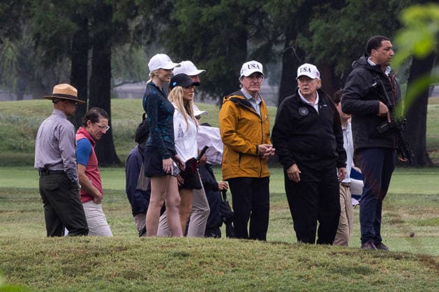 US President Trump Visits East Potomac Golf Links Doug Burgum, US secretary of the interior, and US President Donald Trump, at East Potomac Golf Links in Washington, DC, US, on Sunday, June 28, 2026. Trump has taken a number of steps to reshape the nation s capital in his second term, including demolishing the White House East Wing to make way for a new ballroom, planning for the construction of a new triumphal arch, pledging to renovate the John F. Kennedy Center for the Performing Arts, and terminating a contract to run a trio of public golf courses in Washington. WASHINGTON DC United States  Copyright: xPool ABACAx