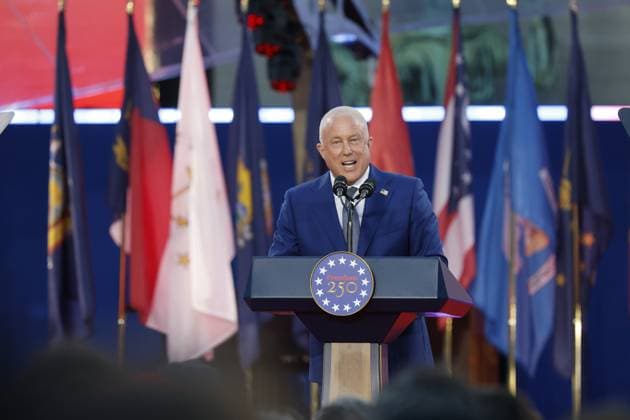 US ambassador to Belgium Bill White and pictured during a celebration of the 250th anniversary of the U.S. Declaration of Independence, organized by the U.S. Embassy at the Jubelpark - Parc du Cinquantenaire park in Brussels on .  NICOLASxMAETERLINCK 179752542