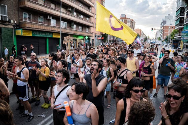 Plataforma Orgullo Crítico is organizing a demonstration Against Colonial Capitalism in Madrid. Dozens of people participated in the Critical Pride March on June 28, 2026, in Madrid, Spain. The demonstration was organized by the Critical Pride Platform under the slogan Against Colonial Capitalism with the aim of demonstrating that diversity is one and that the LGBTIQA struggle must be accessible, transformative, and for everyone, leaving no one behind. JUNE 28, 2026 Diego Radamé Madrid, Spain  Copyright: xDiegoxRadamÃ sx 7629049