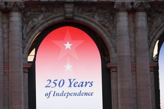 USA 250 Years of Independance BRUSSELS, BELGIUM - JUNE 28 : Illustration picture to celebrate the 250 years of independance of the United States of America at the Cinquentenaire park pictured on June 28, 2026 in Brussels, Belgium, 28-06-26 Brussels Belgium  Copyright: xXpix