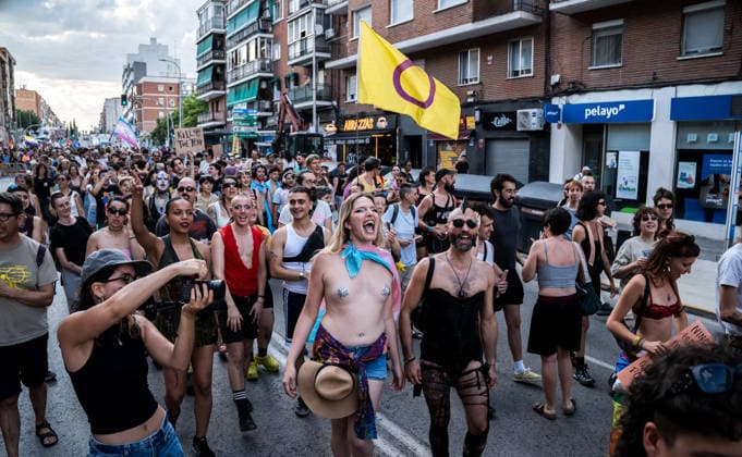 Plataforma Orgullo Crítico is organizing a demonstration Against Colonial Capitalism in Madrid. Dozens of people participated in the Critical Pride March on June 28, 2026, in Madrid, Spain. The demonstration was organized by the Critical Pride Platform under the slogan Against Colonial Capitalism with the aim of demonstrating that diversity is one and that the LGBTIQA struggle must be accessible, transformative, and for everyone, leaving no one behind. JUNE 28, 2026 Diego Radamé Madrid, Spain  Copyright: xDiegoxRadamÃ sx 7629050