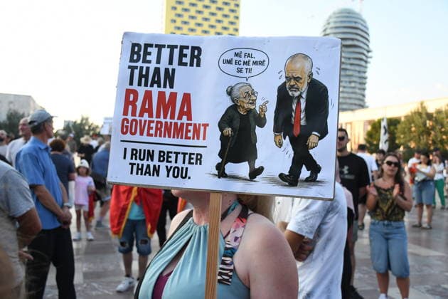 Protests in Albania hit 29th day over controversial Kushner-linked tourism project TIRANA, ALBANIA - JUNE 28: Protesters gather at Skanderbeg Square carrying banners and signs with the slogan Albania is not for sale during a demonstration on its 29th day against a planned tourism project in the Zvernec region of Vlora, in Tirana, Albania on June 28, 2026. Protesters later marched with Albanian flags to the Prime Ministry building on Martyrs of the Nation Boulevard to voice opposition against the sale of a coastal area in Zvernec, which is allegedly linked to Jared Kushner and Ivanka Trump, daughter of US President Donald Trump. Olsi Shehu Anadolu Tirana Albania. Editorial use only. Please get in touch for any other usage.  Copyright: x2026xAnadoluxOlsixShehux