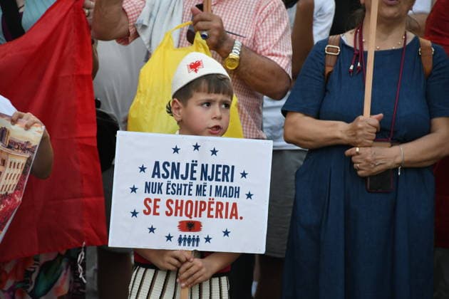 Protests in Albania hit 29th day over controversial Kushner-linked tourism project TIRANA, ALBANIA - JUNE 28: Protesters gather at Skanderbeg Square carrying banners and signs with the slogan Albania is not for sale during a demonstration on its 29th day against a planned tourism project in the Zvernec region of Vlora, in Tirana, Albania on June 28, 2026. Protesters later marched with Albanian flags to the Prime Ministry building on Martyrs of the Nation Boulevard to voice opposition against the sale of a coastal area in Zvernec, which is allegedly linked to Jared Kushner and Ivanka Trump, daughter of US President Donald Trump. Olsi Shehu Anadolu Tirana Albania. Editorial use only. Please get in touch for any other usage.  Copyright: x2026xAnadoluxOlsixShehux
