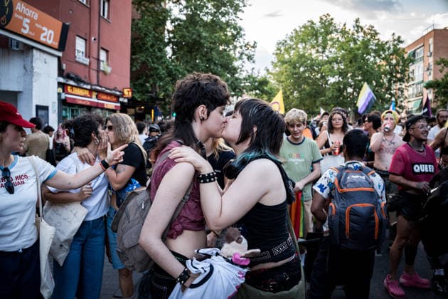 Plataforma Orgullo Crítico is organizing a demonstration Against Colonial Capitalism in Madrid. Several people during the Critical Pride March on June 28, 2026, in Madrid, Spain. The demonstration was organized by the Critical Pride Platform under the slogan Against Colonial Capitalism with the aim of demonstrating that diversity is one and that the LGBTIQA struggle must be accessible, transformative, and for everyone, leaving no one behind. JUNE 28, 2026 Diego Radamé Madrid, Spain  Copyright: xDiegoxRadamÃ sx 7629067