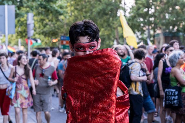 Plataforma Orgullo Crítico is organizing a demonstration Against Colonial Capitalism in Madrid A participant during the Critical Pride March on June 28, 2026, in Madrid, Spain. The demonstration was organized by the Critical Pride Platform under the slogan Against Colonial Capitalism with the aim of demonstrating that diversity is one and that the LGBTIQA struggle must be accessible, transformative, and for everyone, leaving no one behind. JUNE 28, 2026 Diego Radamé Madrid, Spain  Copyright: xDiegoxRadamÃ sx 7629069