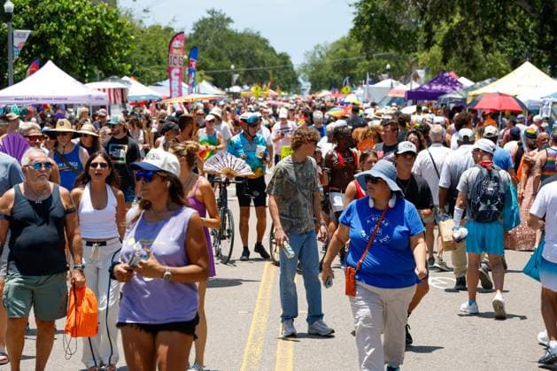 June 28, 2026, St. Petersburg, Florida, USA: People walk around and take in the festivities during the St. Pete Pride Grand Central Street Fair at the Grand Central District on Sunday, June 28, 2026, in St. Petersburg. St. Petersburg USA - ZUMAs70_ 20260628_zan_s70_019 Copyright: xJeffereexWoox