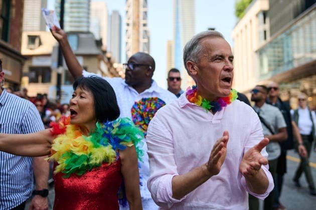 June 28, 2026, Toronto, On, Canada: Toronto Mayor Olivia Chow and Prime Minister Mark Carney take part in the Toronto Pride Parade on Sunday, June 28, 2026. Toronto Canada  - ZUMAc35_ 20260628_zaf_c35_036 Copyright: xSammyxKoganx