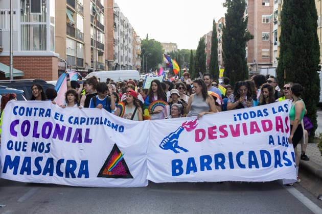 June 28, 2026, Madrid, Madrid, SPAIN: LGBTIQ+ organizations are celebrating Critical Pride, marking 59 years since the Stonewall riotsÃ¢â‚¬the events that sparked the movement to assert LGBTIQ+ rights. They are highlighting the dangers posed by the rise of conservative right-wing movements, the Palestinian genocide, and issues surrounding sex work and community rights. Madrid SPAIN - ZUMAl221 20260628_zip_l221_011 Copyright: xIgnacioxLopezxIsasmendix