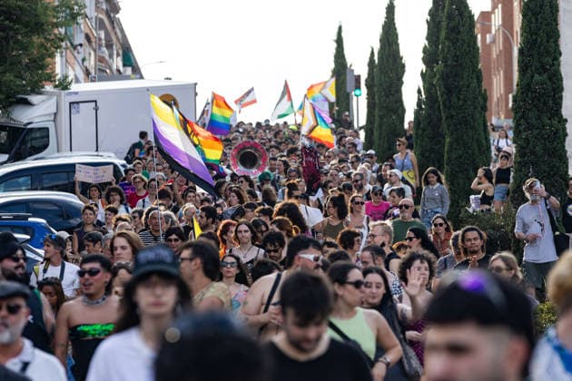 June 28, 2026, Madrid, Madrid, SPAIN: LGBTIQ+ organizations are celebrating Critical Pride, marking 59 years since the Stonewall riotsÃ¢â‚¬the events that sparked the movement to assert LGBTIQ+ rights. They are highlighting the dangers posed by the rise of conservative right-wing movements, the Palestinian genocide, and issues surrounding sex work and community rights. Madrid SPAIN - ZUMAl221 20260628_zip_l221_017 Copyright: xIgnacioxLopezxIsasmendix