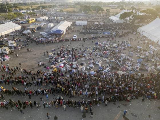 Malawian migrants wait to return home amid anti-foreigner protests in South Africa DURBAN, SOUTH AFRICA - JUNE 28: An aerial view of the area as Malawian migrants wait to be registered by South African immigration officials to return to their home country, amid ongoing anti-foreigner protests and rising security concerns across South Africa, in Durban, South Africa on June 28, 2026. Ihsaan Haffejee Anadolu Durban South Africa. Editorial use only. Please get in touch for any other usage.  Copyright: x2026xAnadoluxIhsaanxHaffejeex