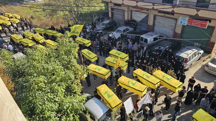 Symbolic funeral held for 61 Hezbollah members killed in Israeli attacks NABATIEH, LEBANON - JUNE 28: People attend a symbolic funeral ceremony for 61 Hezbollah members killed in Israeli attacks, in Dweir village of Nabatieh Governorate, southern Lebanon on June 28, 2026. Mohamad Zanaty Anadolu Nabatieh Lebanon. Editorial use only. Please get in touch for any other usage.  Copyright: x2026xAnadoluxMohamadxZanatyx