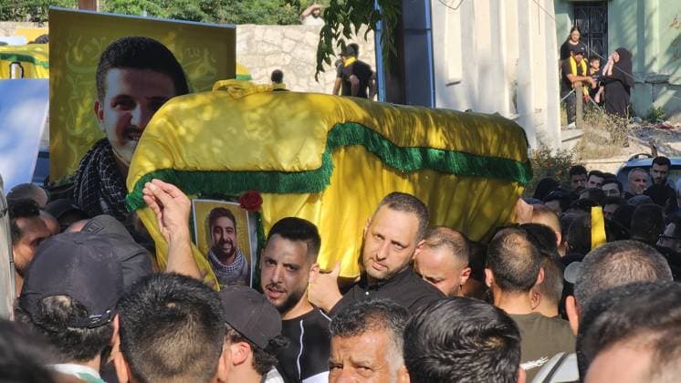 Symbolic funeral held for 61 Hezbollah members killed in Israeli attacks NABATIEH, LEBANON - JUNE 28: People attend a symbolic funeral ceremony for 61 Hezbollah members killed in Israeli attacks, in Dweir village of Nabatieh Governorate, southern Lebanon on June 28, 2026. Mohamad Zanaty Anadolu Nabatieh Lebanon. Editorial use only. Please get in touch for any other usage.  Copyright: x2026xAnadoluxMohamadxZanatyx