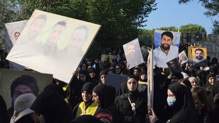 Symbolic funeral held for 61 Hezbollah members killed in Israeli attacks NABATIEH, LEBANON - JUNE 28: People attend a symbolic funeral ceremony for 61 Hezbollah members killed in Israeli attacks, in Dweir village of Nabatieh Governorate, southern Lebanon on June 28, 2026. Mohamad Zanaty Anadolu Nabatieh Lebanon. Editorial use only. Please get in touch for any other usage.  Copyright: x2026xAnadoluxMohamadxZanatyx