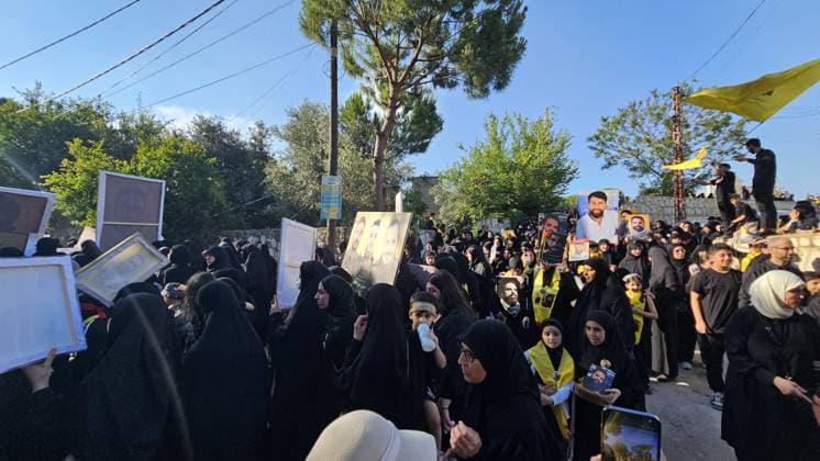 Symbolic funeral held for 61 Hezbollah members killed in Israeli attacks NABATIEH, LEBANON - JUNE 28: People attend a symbolic funeral ceremony for 61 Hezbollah members killed in Israeli attacks, in Dweir village of Nabatieh Governorate, southern Lebanon on June 28, 2026. Mohamad Zanaty Anadolu Nabatieh Lebanon. Editorial use only. Please get in touch for any other usage.  Copyright: x2026xAnadoluxMohamadxZanatyx
