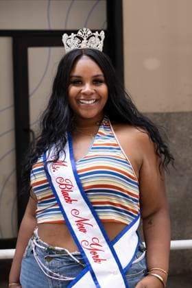 June 28, 2026, New York, New York, USA: Ms Black New York TAYLOR RANDI LEE wears a crown and sash at the 57th annual NYC Pride March which proceeds down Fifth Avenue from Midtown to Greenwich Village. The theme For All of Us honors the legacy of activist Marsha P. Johnson. New York USA - ZUMAr174 20260628_znp_r174_004 Copyright: xGinaxMxRandazzox