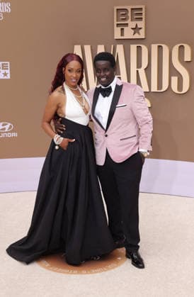 (L-R) Catrina Geter and Gary Johnson aka G Thang arrive on the red carpet for 26th annual BET Awards live telecast at the Peacock Theater in Los Angeles on Sunday, June 28, 2026. The BET Awards honors Black entertainers and other people of color in music, film, sports and philanthropy.  LAP20260628136 GREGxGRUDT