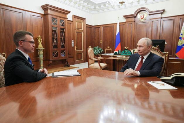 RUSSIA, MOSCOW - JUNE 28, 2026: Russia s President Vladimir Putin (R) during an interview with VGTRK journalist Pavel Zarubin Moscow Russia  - ZUMAt113 20260628_zaa_t113_285 Copyright: xGavriilxGrigorovx