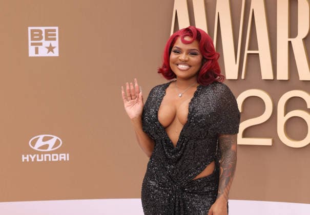 Inayah arrives on the red carpet for 26th annual BET Awards live telecast at the Peacock Theater in Los Angeles on Sunday, June 28, 2026. The BET Awards honors Black entertainers and other people of color in music, film, sports and philanthropy.  LAP20260628238 GREGxGRUDT
