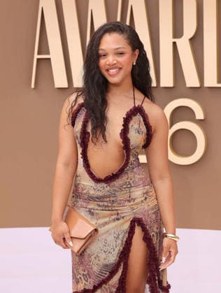 Kristen Maxwell arrives on the red carpet for 26th annual BET Awards live telecast at the Peacock Theater in Los Angeles on Sunday, June 28, 2026. The BET Awards honors Black entertainers and other people of color in music, film, sports and philanthropy.  LAP20260628273 GREGxGRUDT
