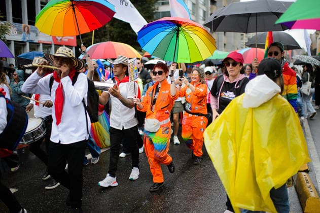 June 28, 2026, Bogota, Bogota D.C, Colombia: Demonstrators take part with flags and banners representing different diverse communities during the international pride parade demonstrations in Bogota, Colombia on June 28. Bogota Colombia - ZUMAvp1_ 20260628_zia_vp1_017 Copyright: xSebastianxBarrosx