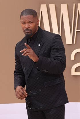 Jamie Foxx arrives on the red carpet for 26th annual BET Awards live telecast at the Peacock Theater in Los Angeles on Sunday, June 28, 2026. The BET Awards honors Black entertainers and other people of color in music, film, sports and philanthropy.  LAP20260628313 GREGxGRUDT