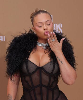 Latto arrives on the red carpet for 26th annual BET Awards live telecast at the Peacock Theater in Los Angeles on Sunday, June 28, 2026. The BET Awards honors Black entertainers and other people of color in music, film, sports and philanthropy.  LAP20260628317 GREGxGRUDT