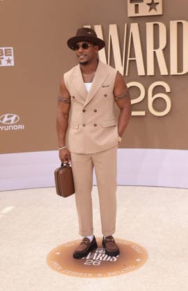 Mike Merrill arrives on the red carpet for 26th annual BET Awards live telecast at the Peacock Theater in Los Angeles on Sunday, June 28, 2026. The BET Awards honors Black entertainers and other people of color in music, film, sports and philanthropy.  LAP20260628318 GREGxGRUDT
