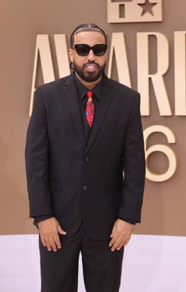 French Montana arrives on the red carpet for 26th annual BET Awards live telecast at the Peacock Theater in Los Angeles on Sunday, June 28, 2026. The BET Awards honors Black entertainers and other people of color in music, film, sports and philanthropy.  LAP20260628321 GREGxGRUDT