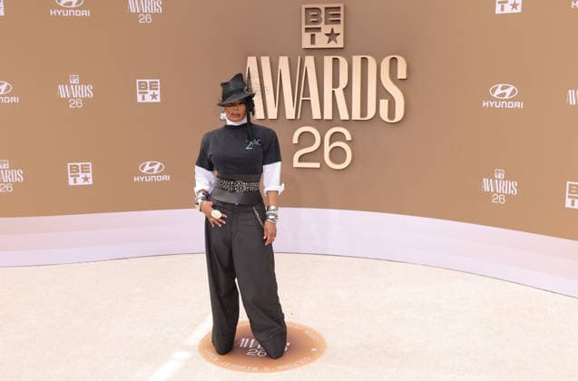 Janet Jackson arrives on the red carpet for 26th annual BET Awards live telecast at the Peacock Theater in Los Angeles on Sunday, June 28, 2026. The BET Awards honors Black entertainers and other people of color in music, film, sports and philanthropy.  LAP20260628337 GREGxGRUDT