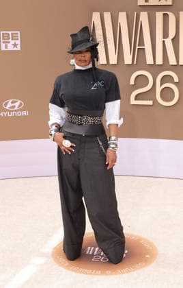 Janet Jackson arrives on the red carpet for 26th annual BET Awards live telecast at the Peacock Theater in Los Angeles on Sunday, June 28, 2026. The BET Awards honors Black entertainers and other people of color in music, film, sports and philanthropy.  LAP20260628338 GREGxGRUDT