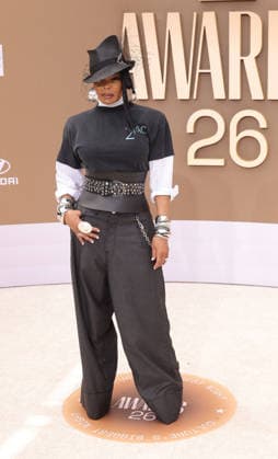 Janet Jackson arrives on the red carpet for 26th annual BET Awards live telecast at the Peacock Theater in Los Angeles on Sunday, June 28, 2026. The BET Awards honors Black entertainers and other people of color in music, film, sports and philanthropy.  LAP20260628342 GREGxGRUDT