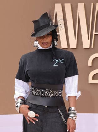 Janet Jackson arrives on the red carpet for 26th annual BET Awards live telecast at the Peacock Theater in Los Angeles on Sunday, June 28, 2026. The BET Awards honors Black entertainers and other people of color in music, film, sports and philanthropy.  LAP20260628354 GREGxGRUDT