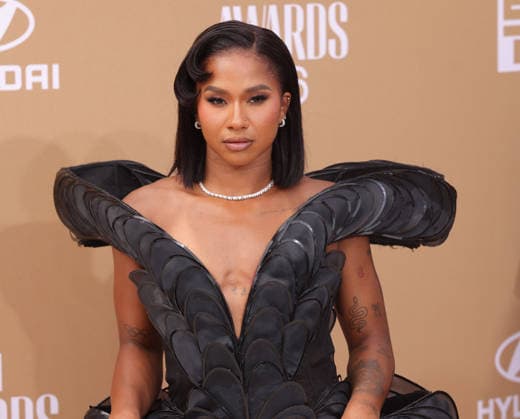 Jordan Chiles arrives on the red carpet for 26th annual BET Awards live telecast at the Peacock Theater in Los Angeles on Sunday, June 28, 2026. The BET Awards honors Black entertainers and other people of color in music, film, sports and philanthropy.  LAP20260628357 GREGxGRUDT