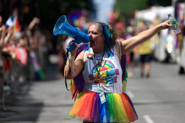 A person participates in the LGBTI Pride Day march in Toronto, Canada, 28 June 2026. LGBTI Pride Day Celebration in Toronto !ACHTUNG: NUR REDAKTIONELLE NUTZUNG!  Copyright: xBienvenidoxVelascox AME5420 20260629-55020740275_1
